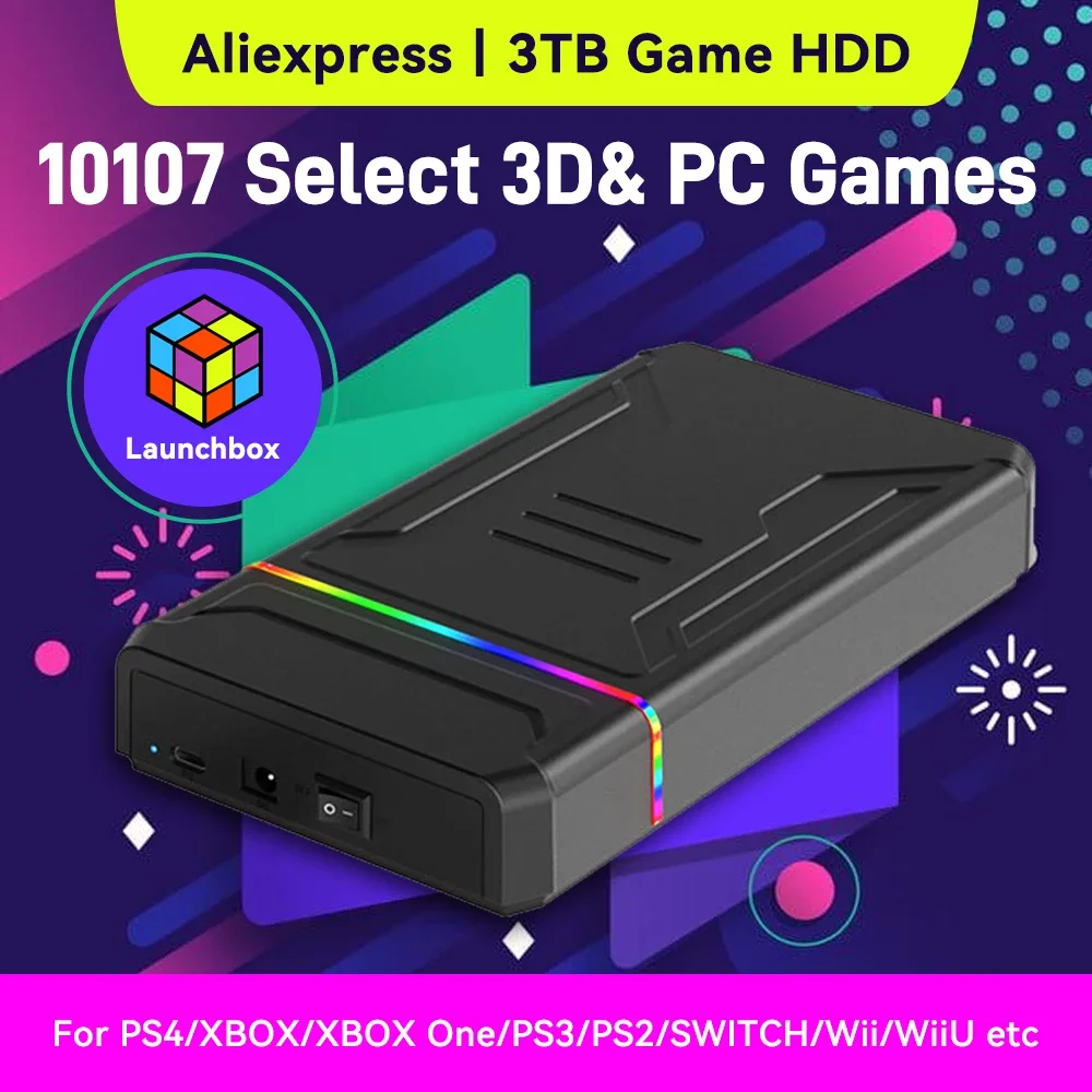 Gaming Console Chinese - HDD Portátil para Jogos Launchbox de