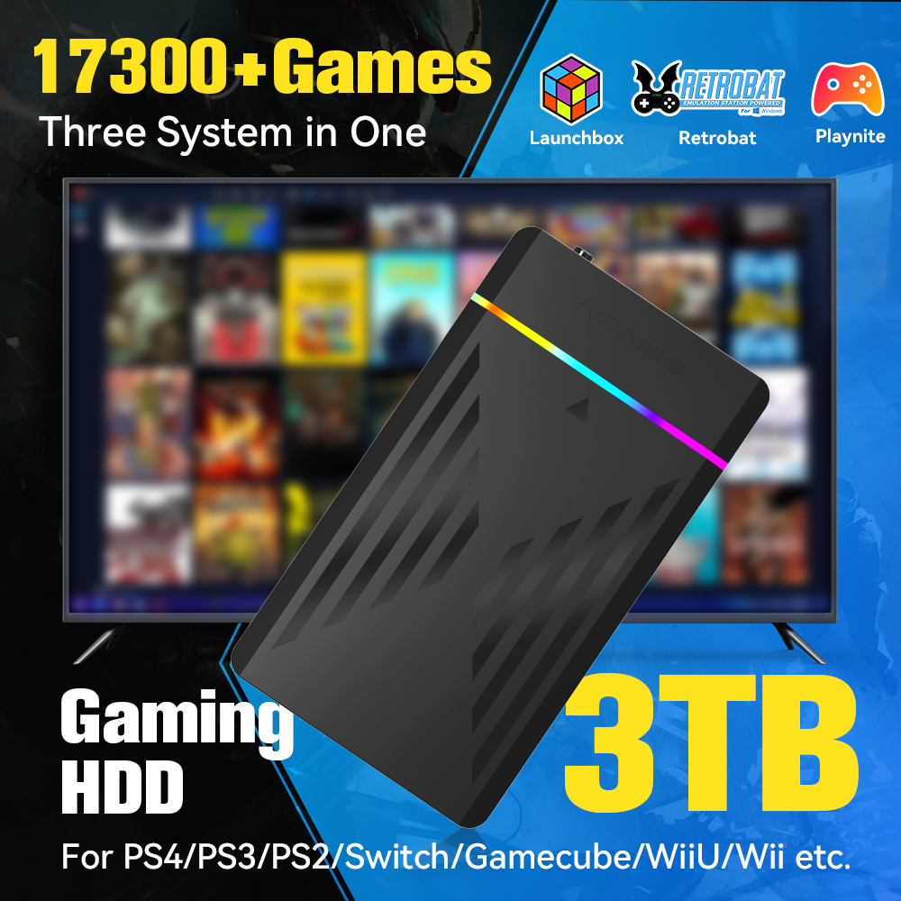 Gaming Console Chinese - 3TB portátil Gaming HDD LaunchBox/Retrobat/Playnite Retro